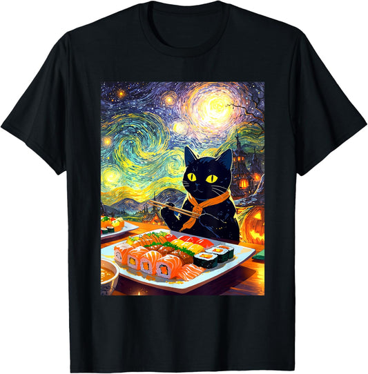 Cat Eating Sushi Halloween Japanese Anime for Men and Women