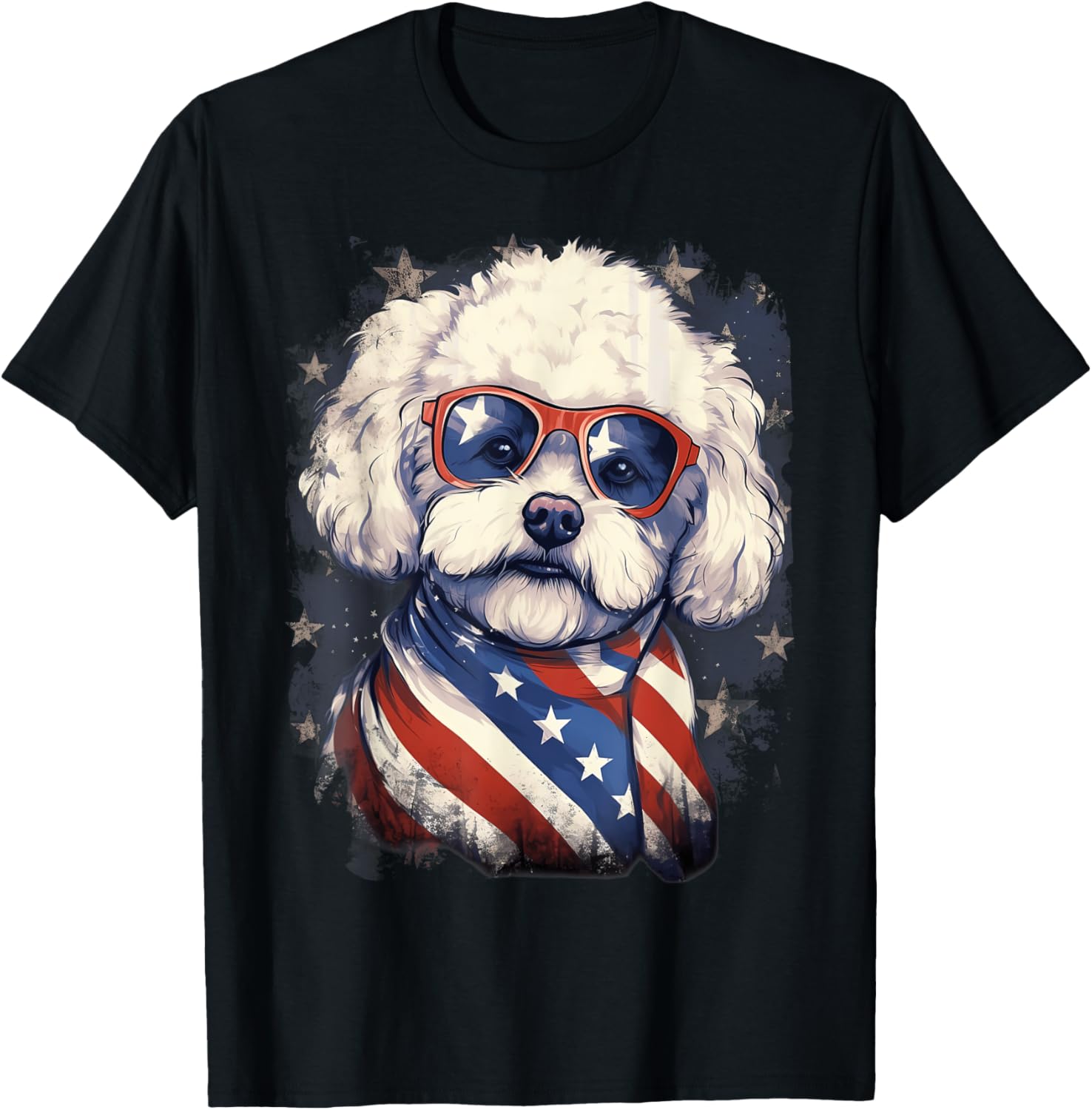 4th Of July US Flag Bichon Frise Dog T-Shirt for Women Kids Men