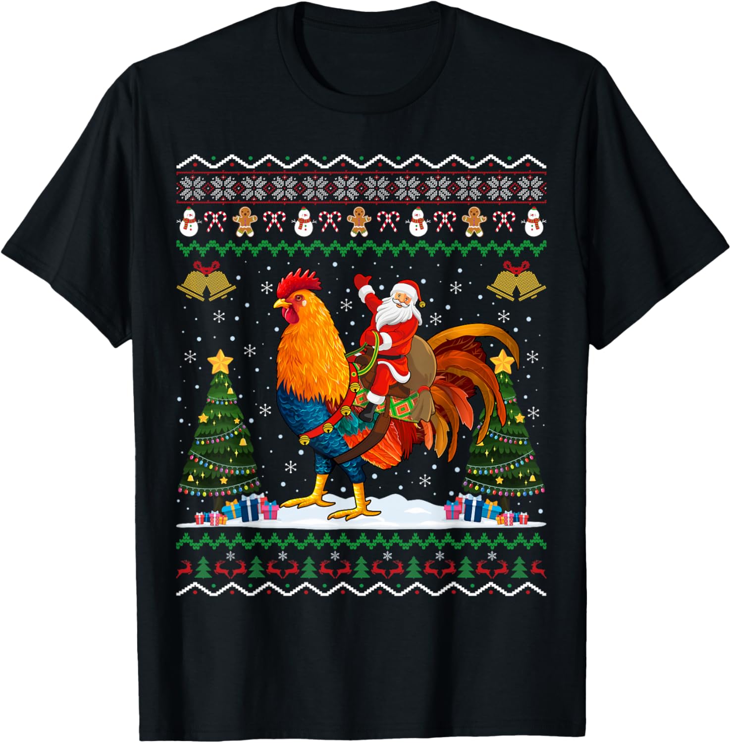 Rooster Ugly Xmas Gift Santa Riding Rooster Christmas