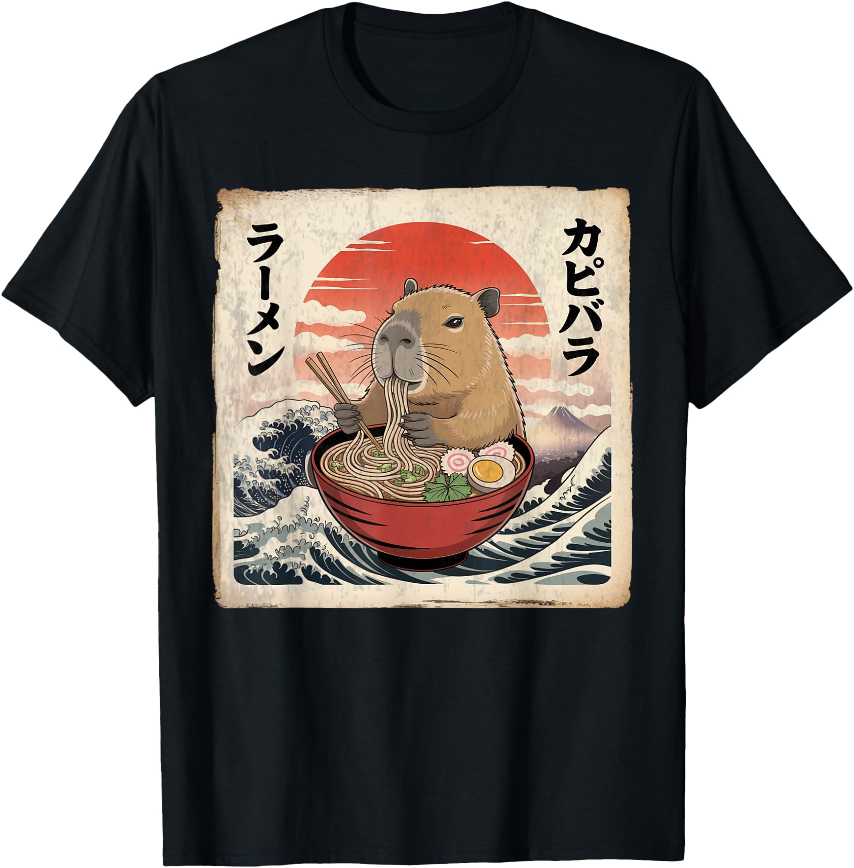 Kawaii capybara eating Japanese ramen & noodle Funny