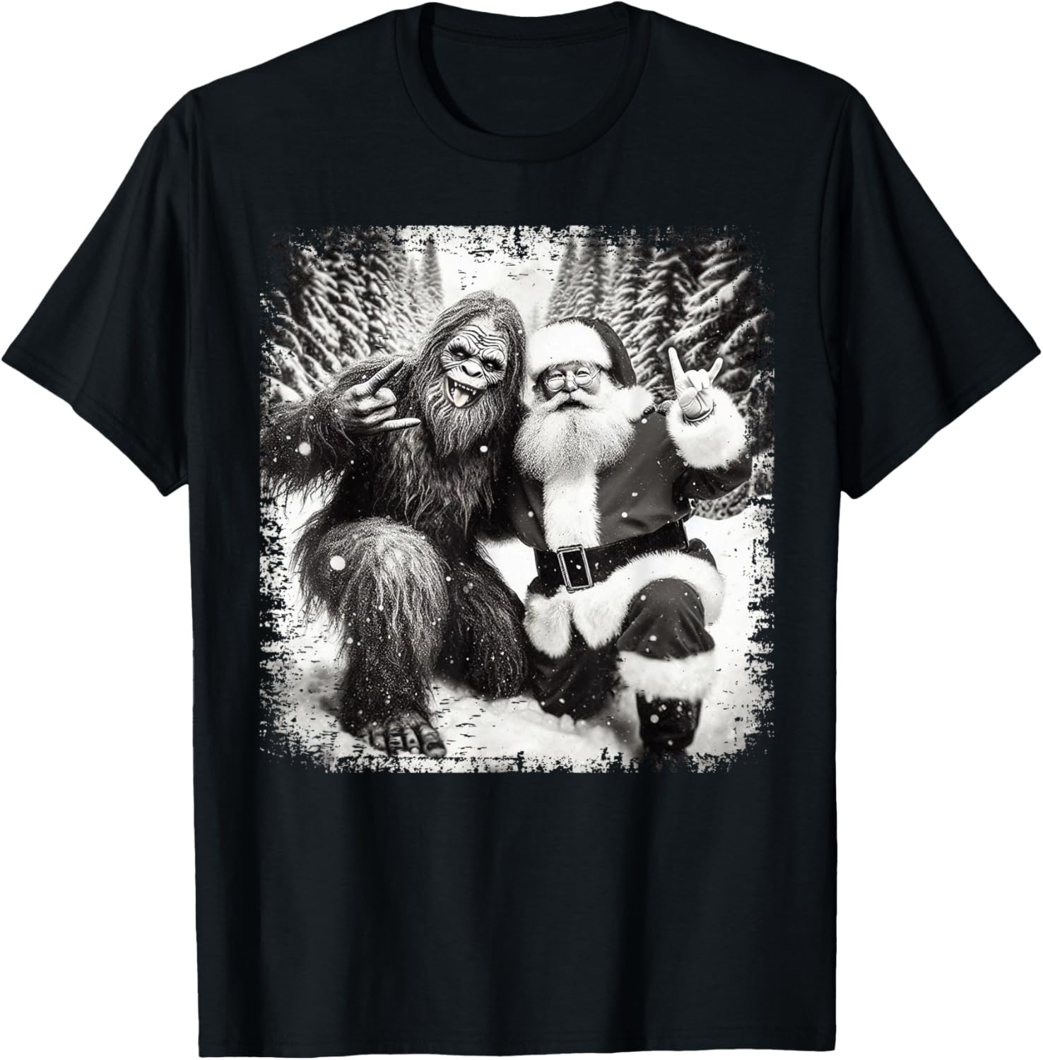 Santa with Bigfoot Christmas Lights Funny Sasquatch Believe
