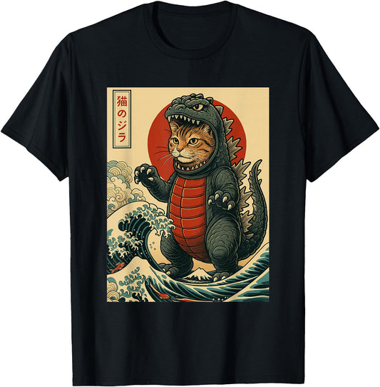 Catzilla Design Japanese Art Cat Graphic Men Women Cat Zilla