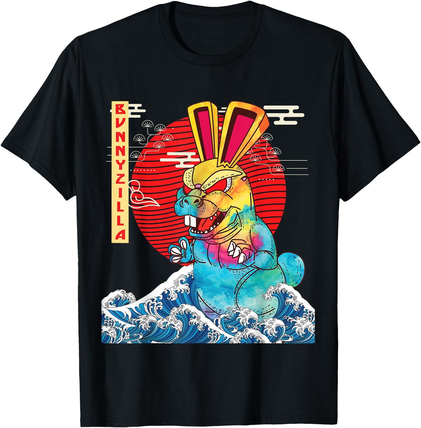 BunnyZilla Vintage Funny Cute Rabbit Art Japanese Sunset