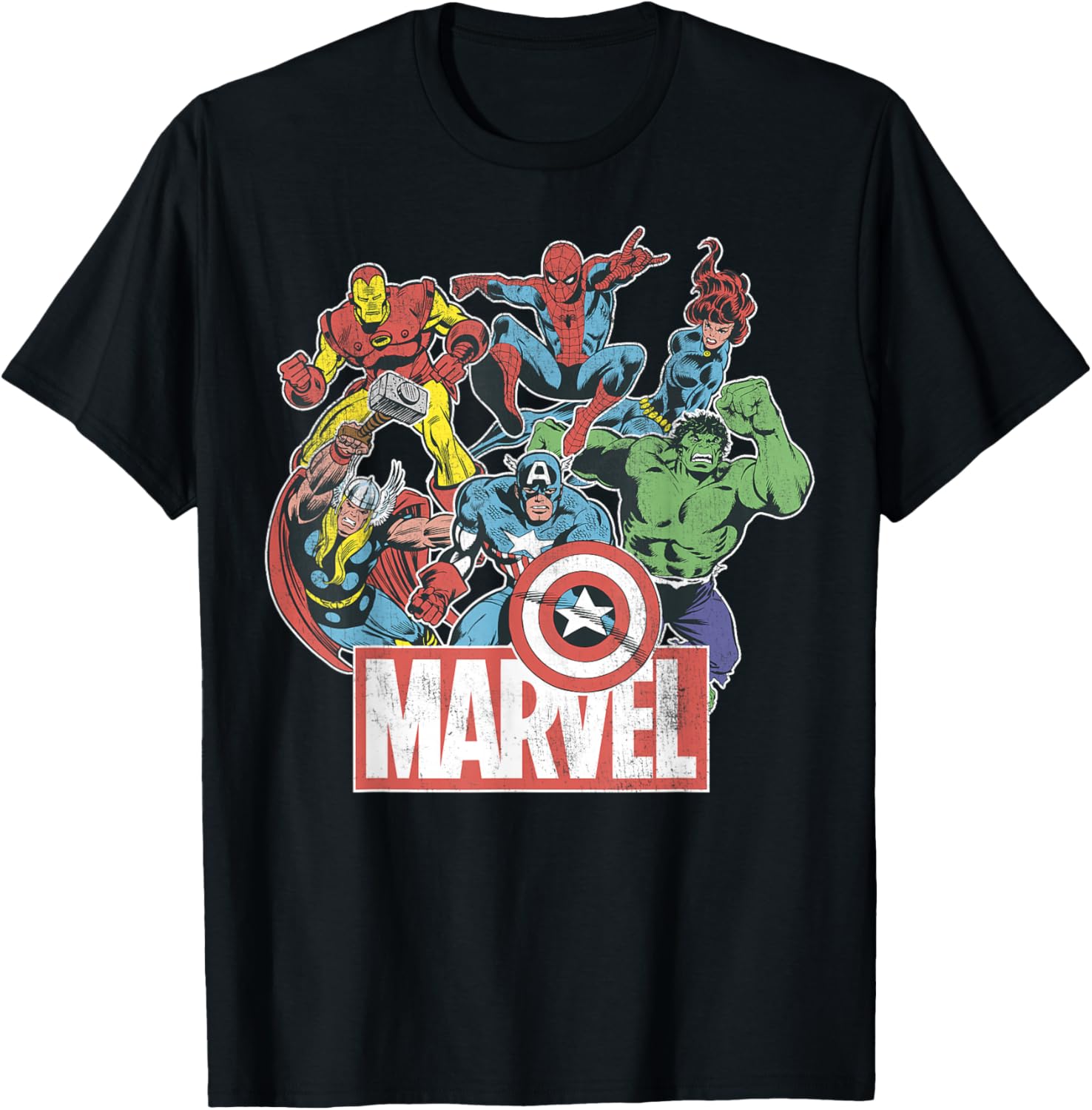 Marvel Avengers Team Retro Comic Vintage Graphic
