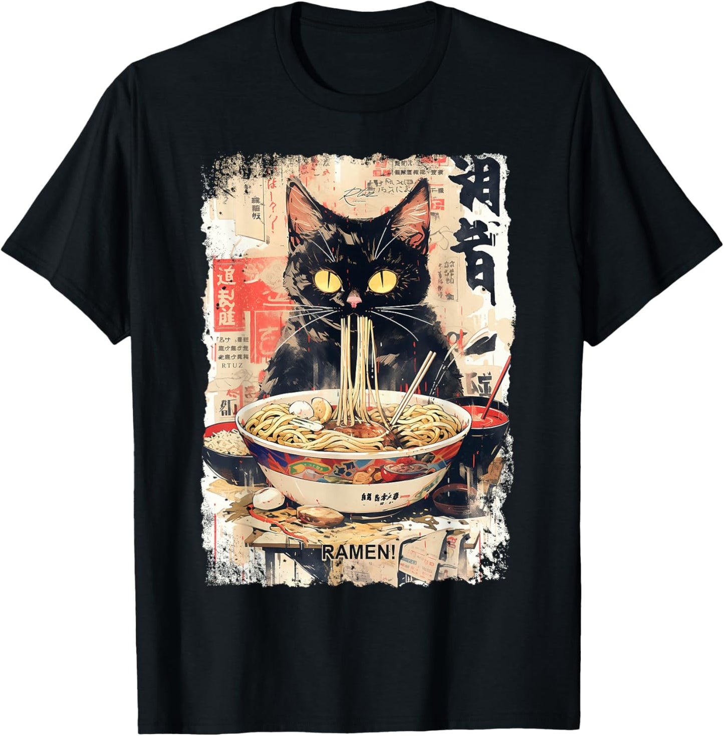 Ramen Noodles Cat Japan Y2K Kawaii Retro Cats Manga Anime