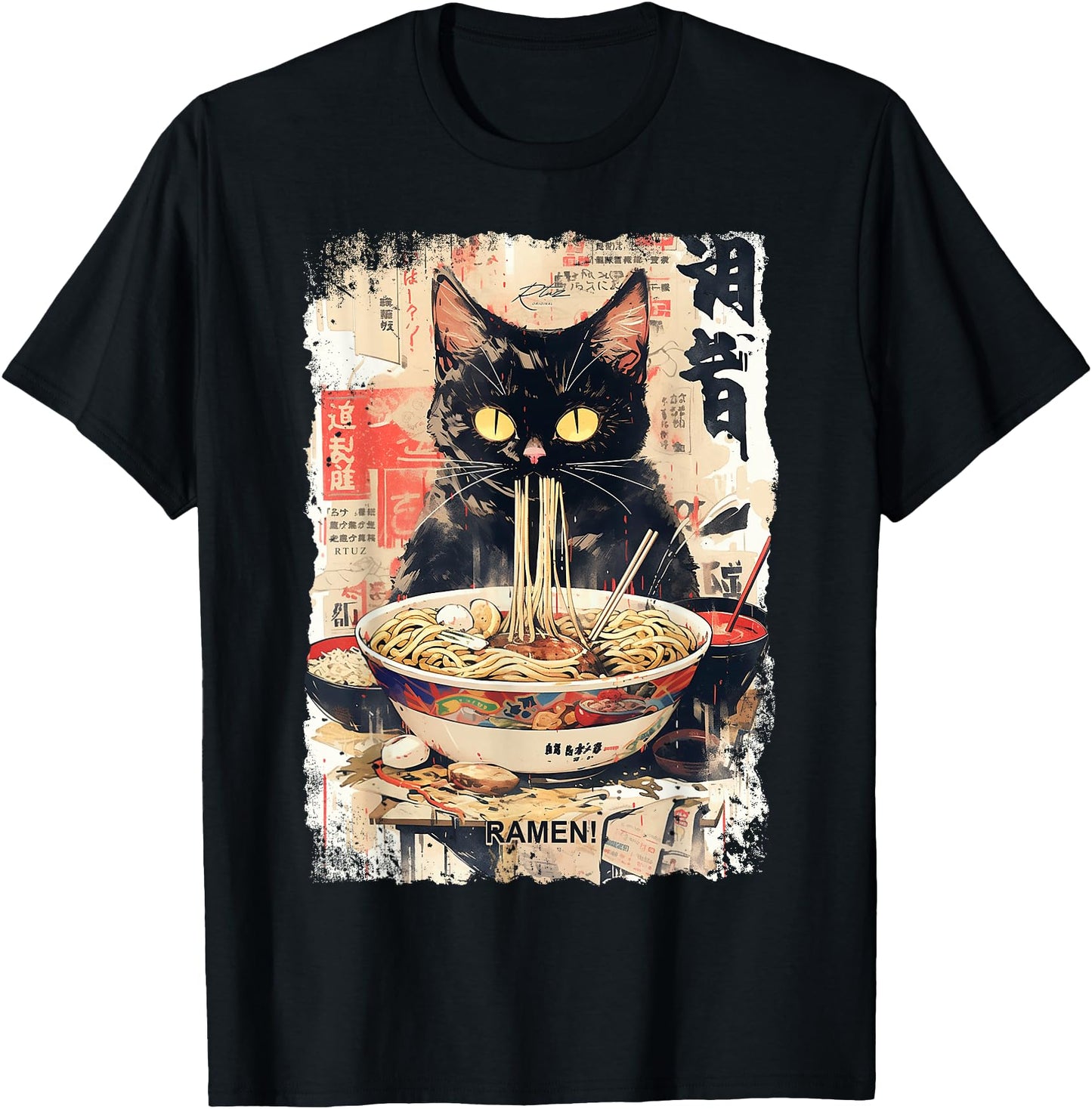 Ramen Noodles Cat Japan Y2K Kawaii Retro Cats Manga Anime
