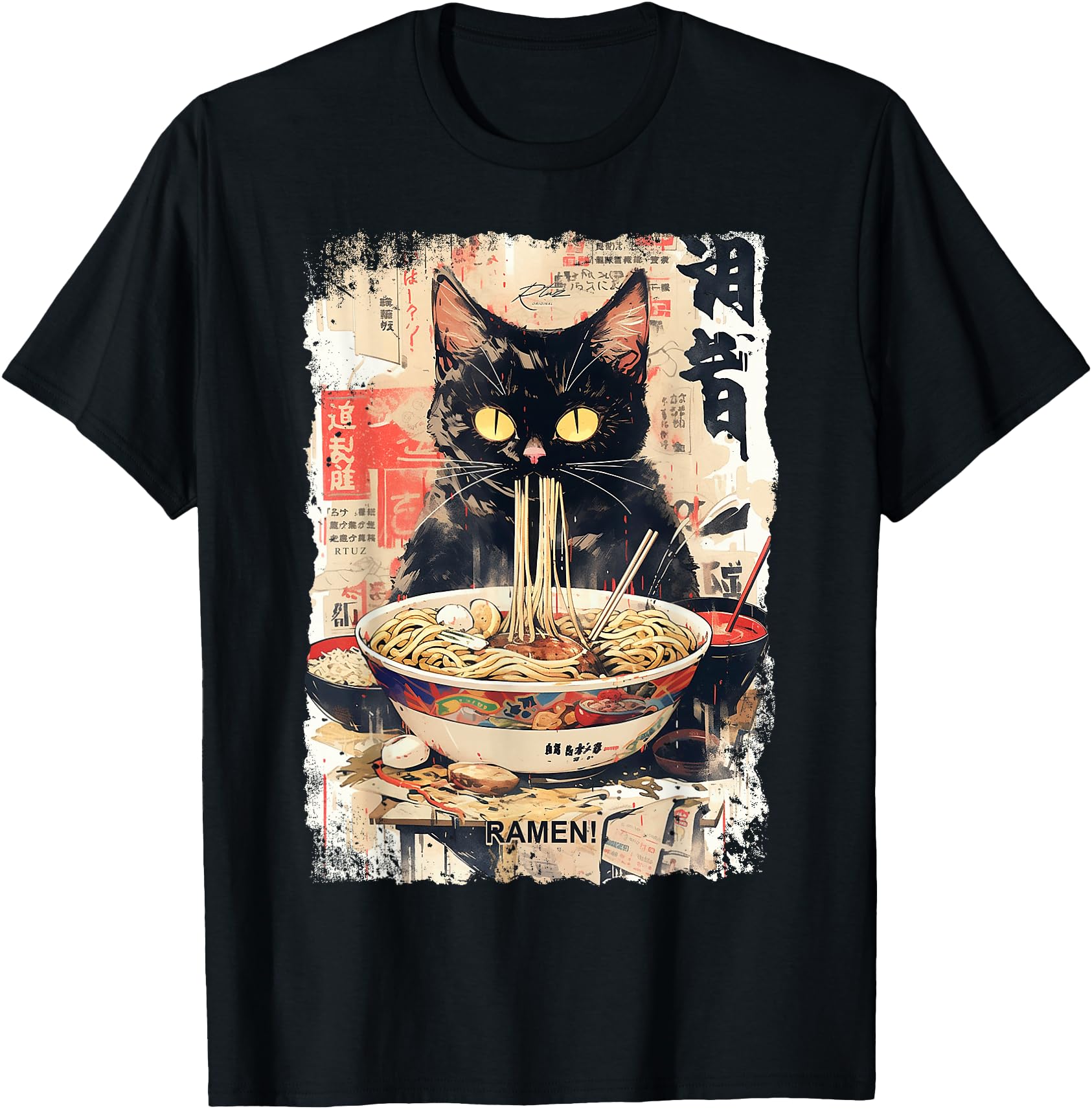 Ramen Noodles Cat Japan Y2K Kawaii Retro Cats Manga Anime