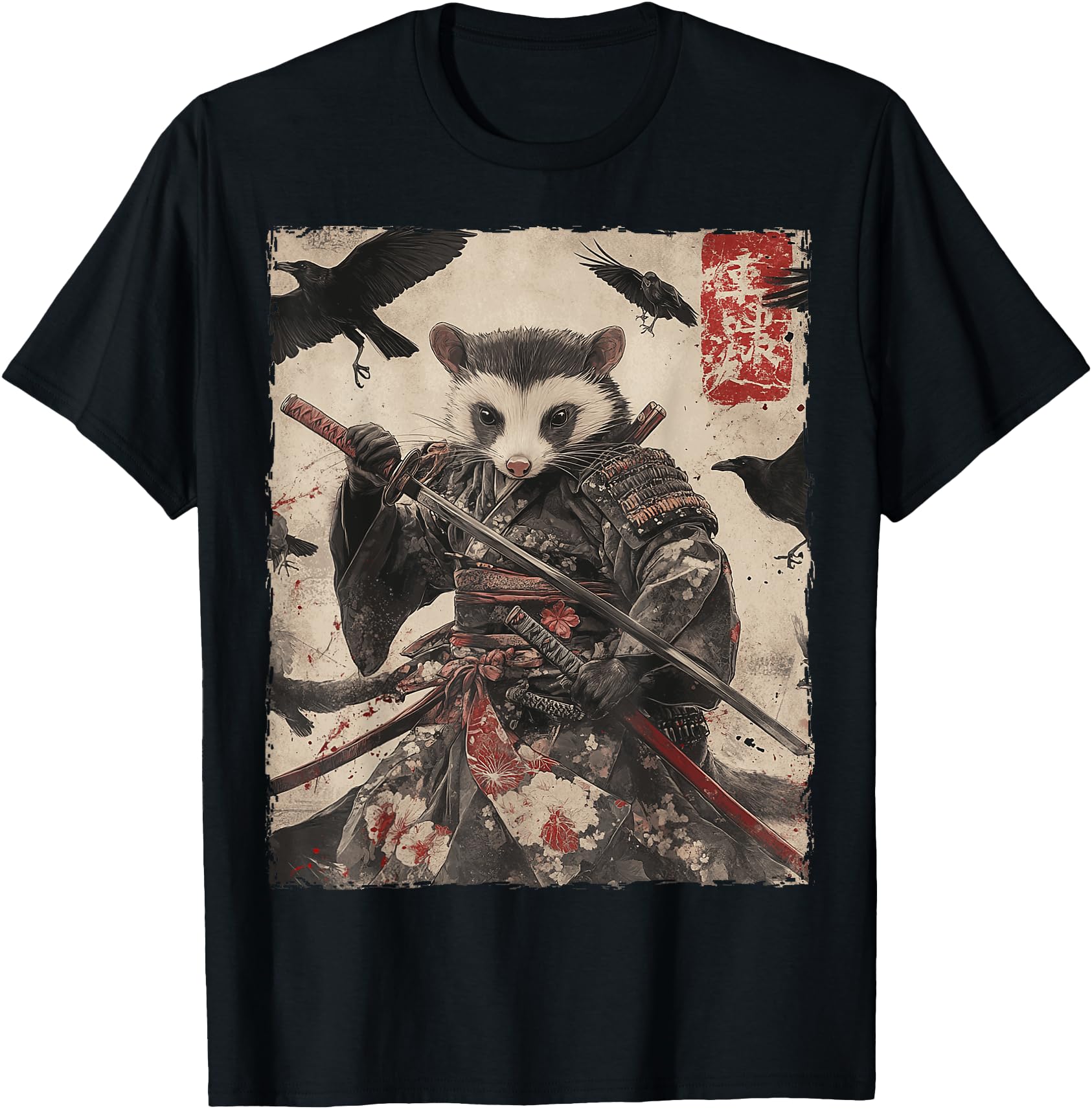 Opossum Possum Samurai Graphic Japanese Warrior Anime