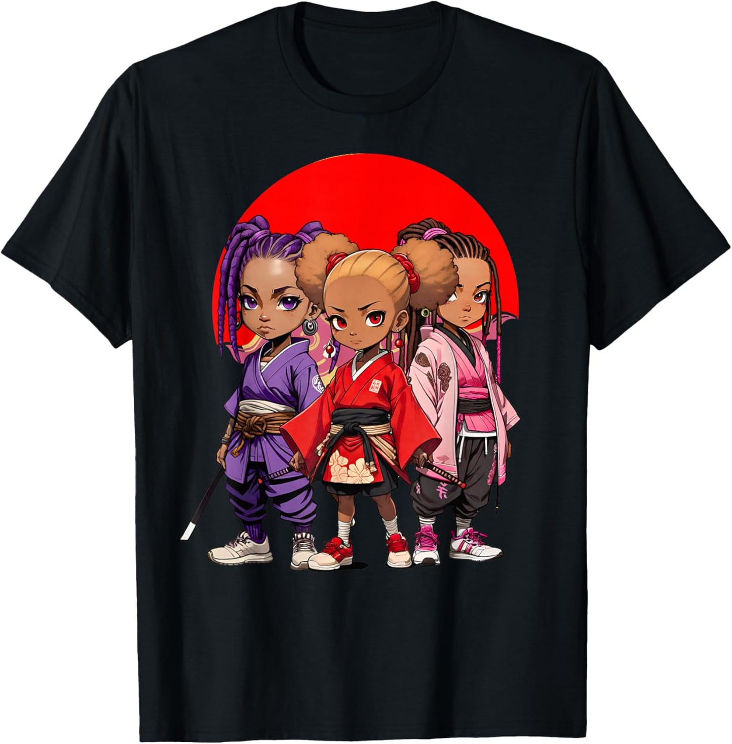 Samurai Girls Anime Afro | Japanese Retro Style Natural Hair