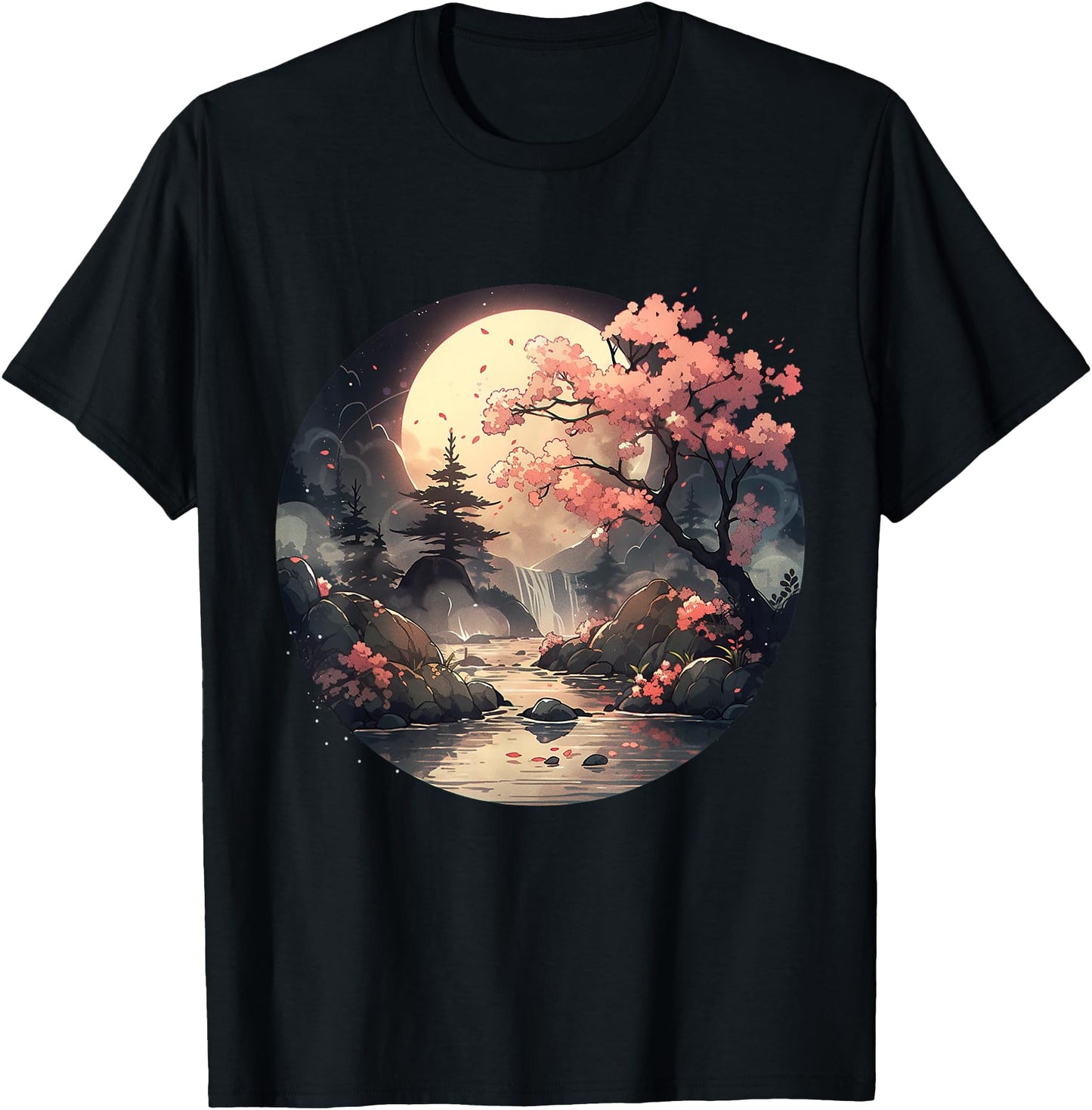 Vintage Cherry Blossom Woodblock Tee Japanese Graphical Art