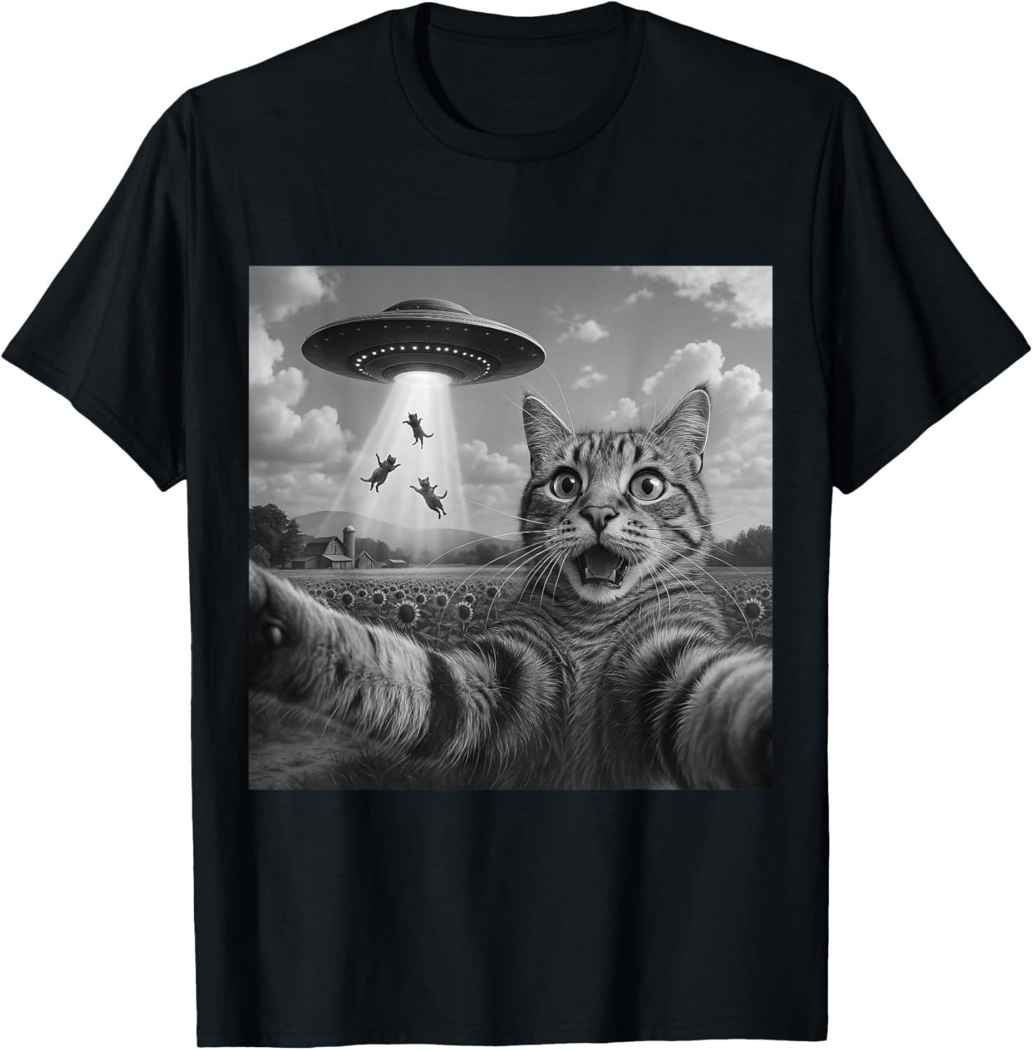 Alien Cat Selfie UFO Gifts Men Women Graphic Tees Funny Cat