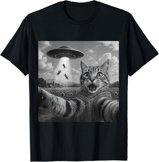 Alien Cat Selfie UFO Gifts Men Women Graphic Tees Funny Cat