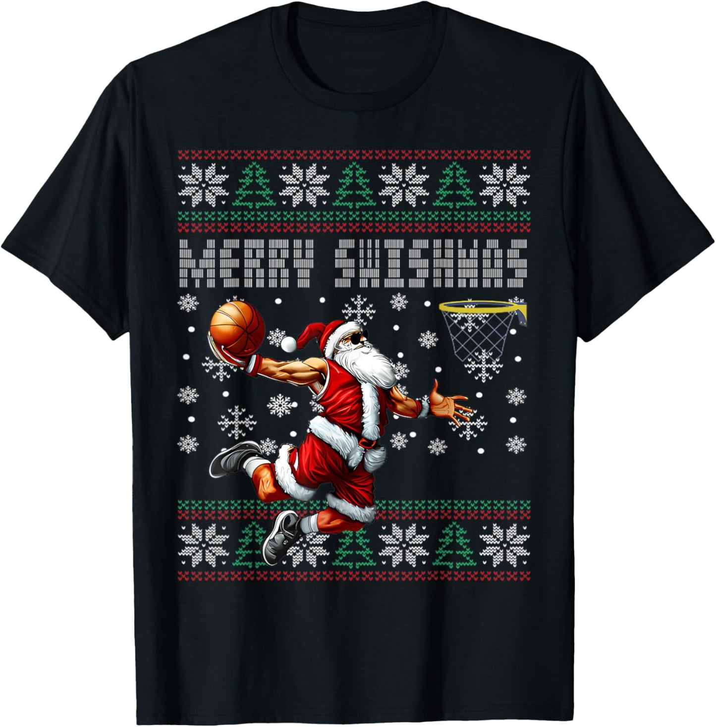 Merry Swishmas Basketball Ugly Christmas Xmas Men Boys Kids