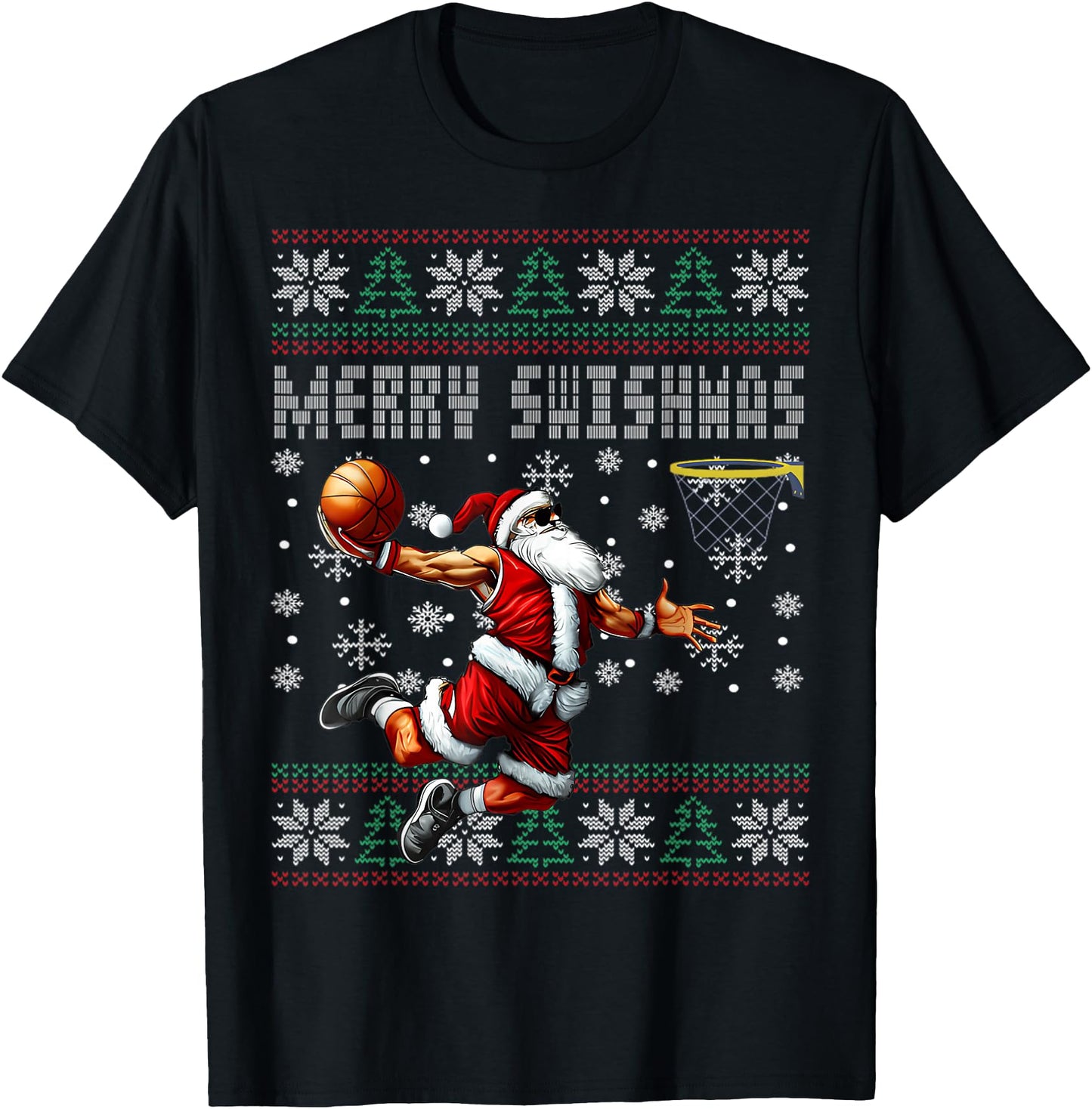 Merry Swishmas Basketball Ugly Christmas Xmas Men Boys