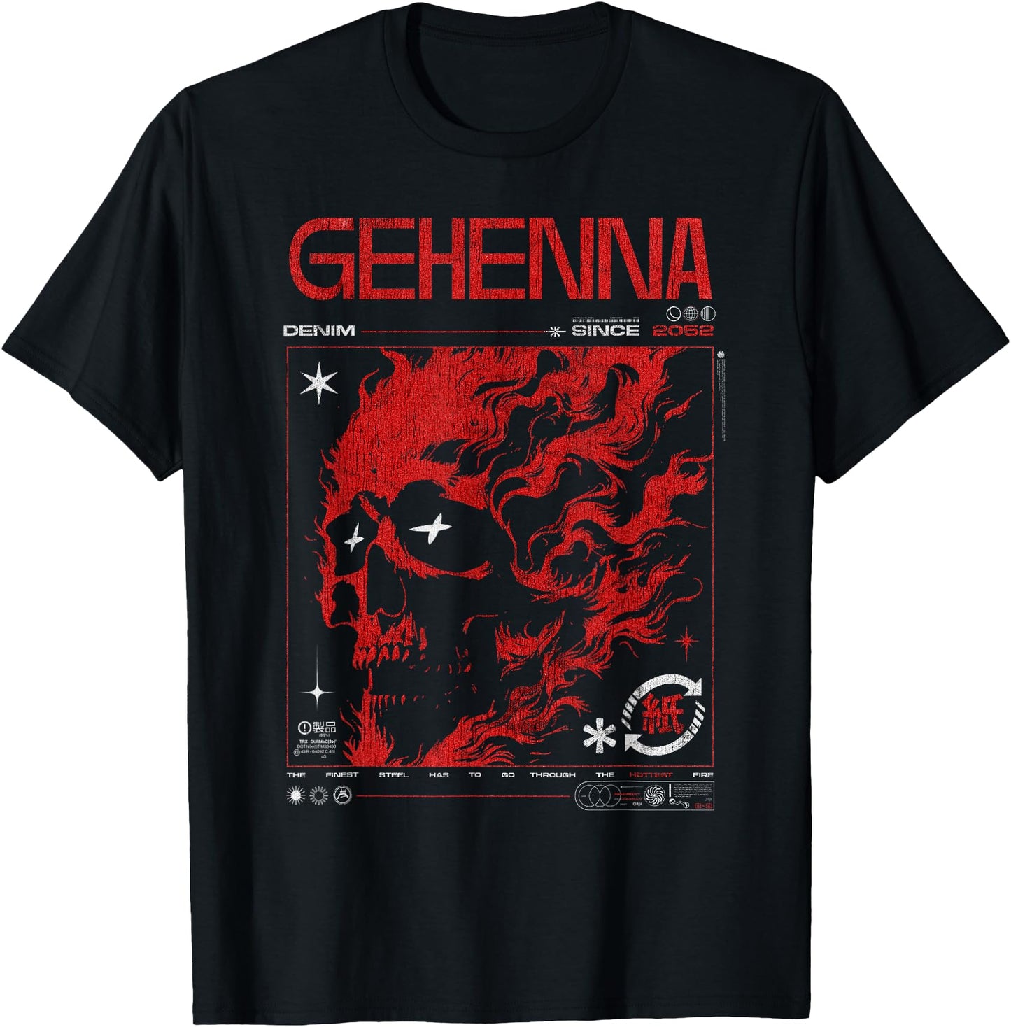 Dark Gothic Black and Red Skull Emo Y2K Grunge Streetwear
