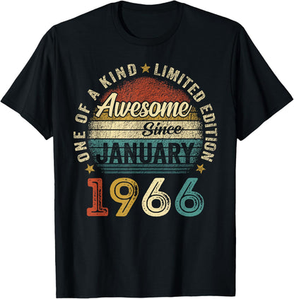 Awesome since January 1966 60 Year Old 60th Birthday Men Dad