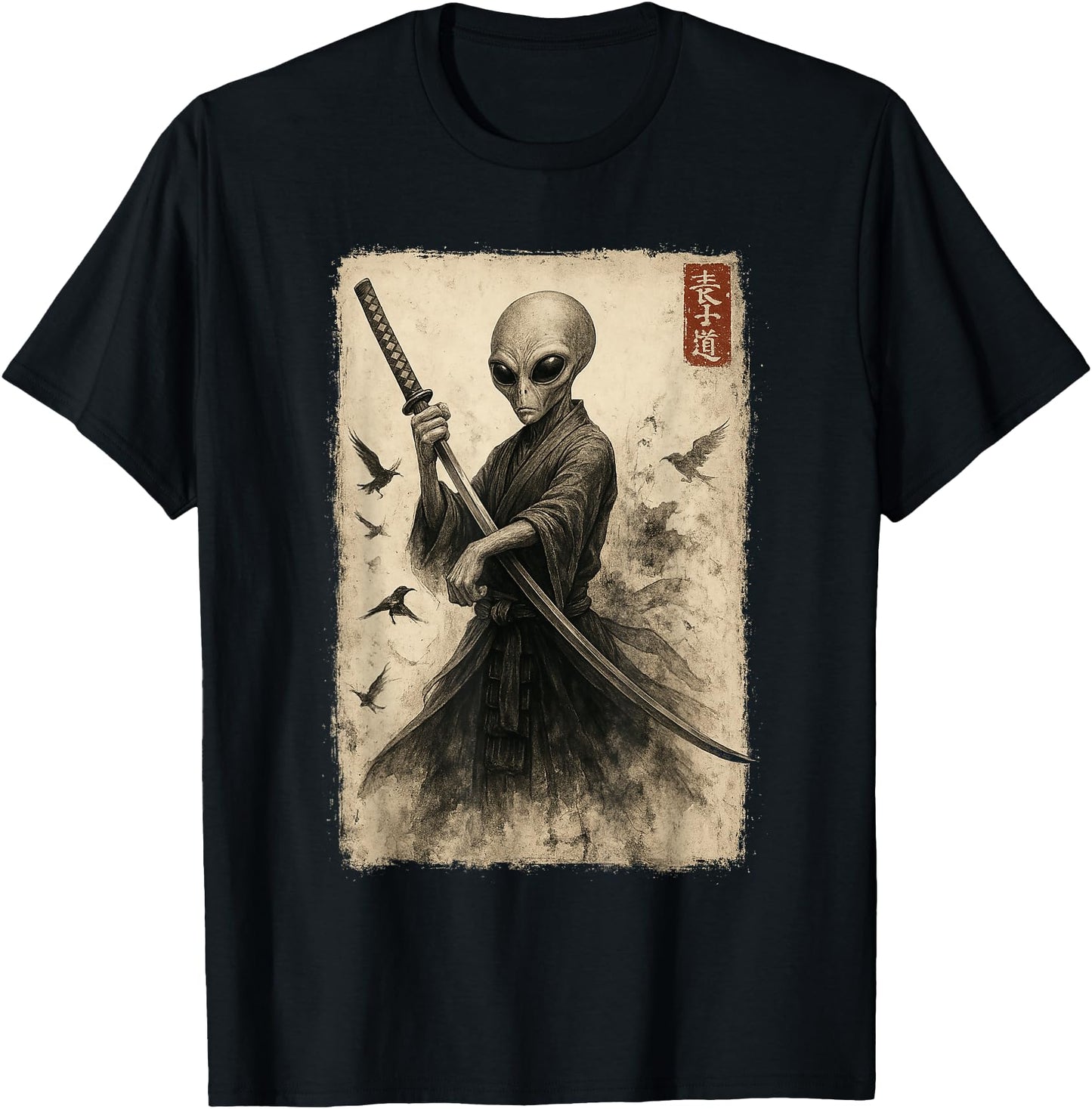 Samurai Ninja Alien Japanese Art Anime Ukiyo-e Graphic