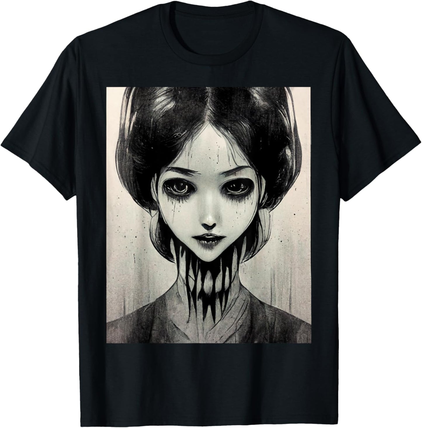 Creepy Horror Manga Anime Woman Eyes Halloween Art