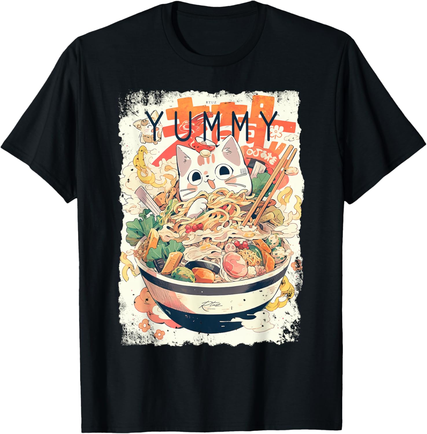 Ramen Noodles Cat Japan Y2K Kawaii Retro Cats Manga Anime