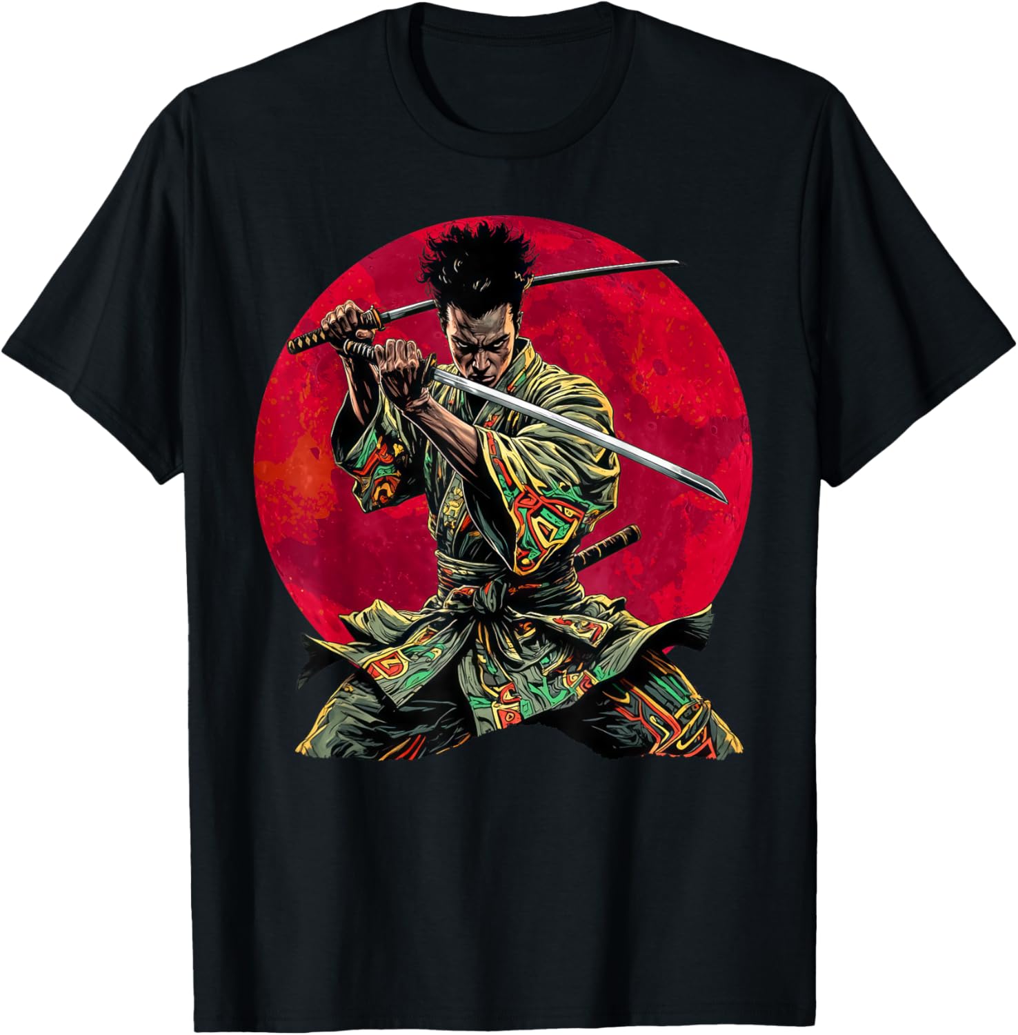 Afro American Samurai Warrior Katana Anime red moon