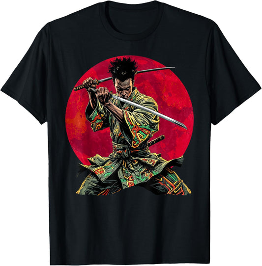 Afro American Samurai Warrior Katana Anime red moon