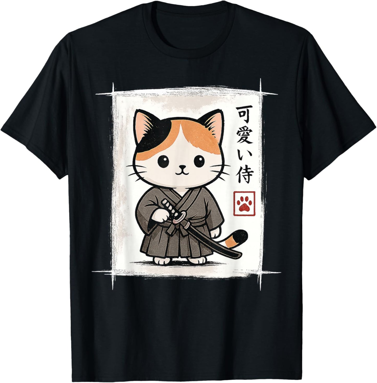 Samurai Kitten Japanese Anime Kawaii Funny Cat Men Women Kid