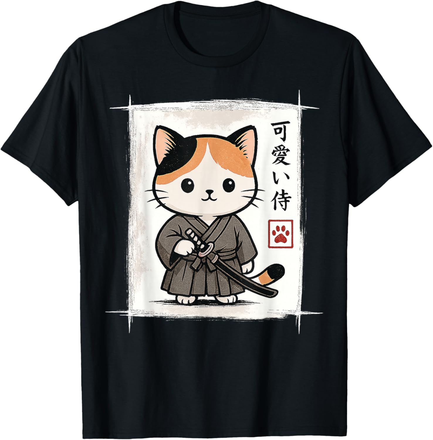 Samurai Kitten Japanese Anime Kawaii Funny Cat Men Women Kid