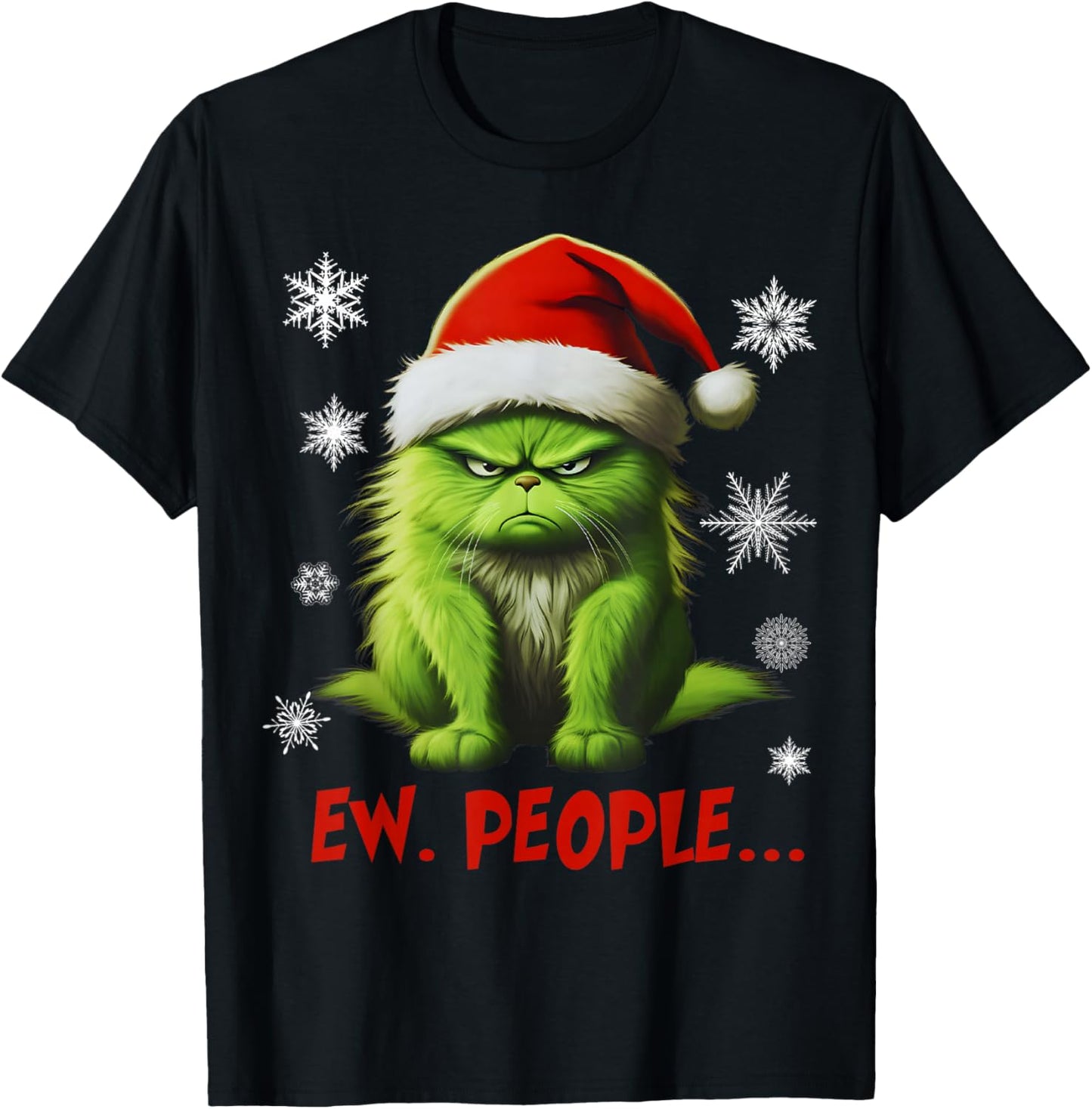Funny Christmas Cat Ew People Meowy Cat Lovers Santa Hat Y2K