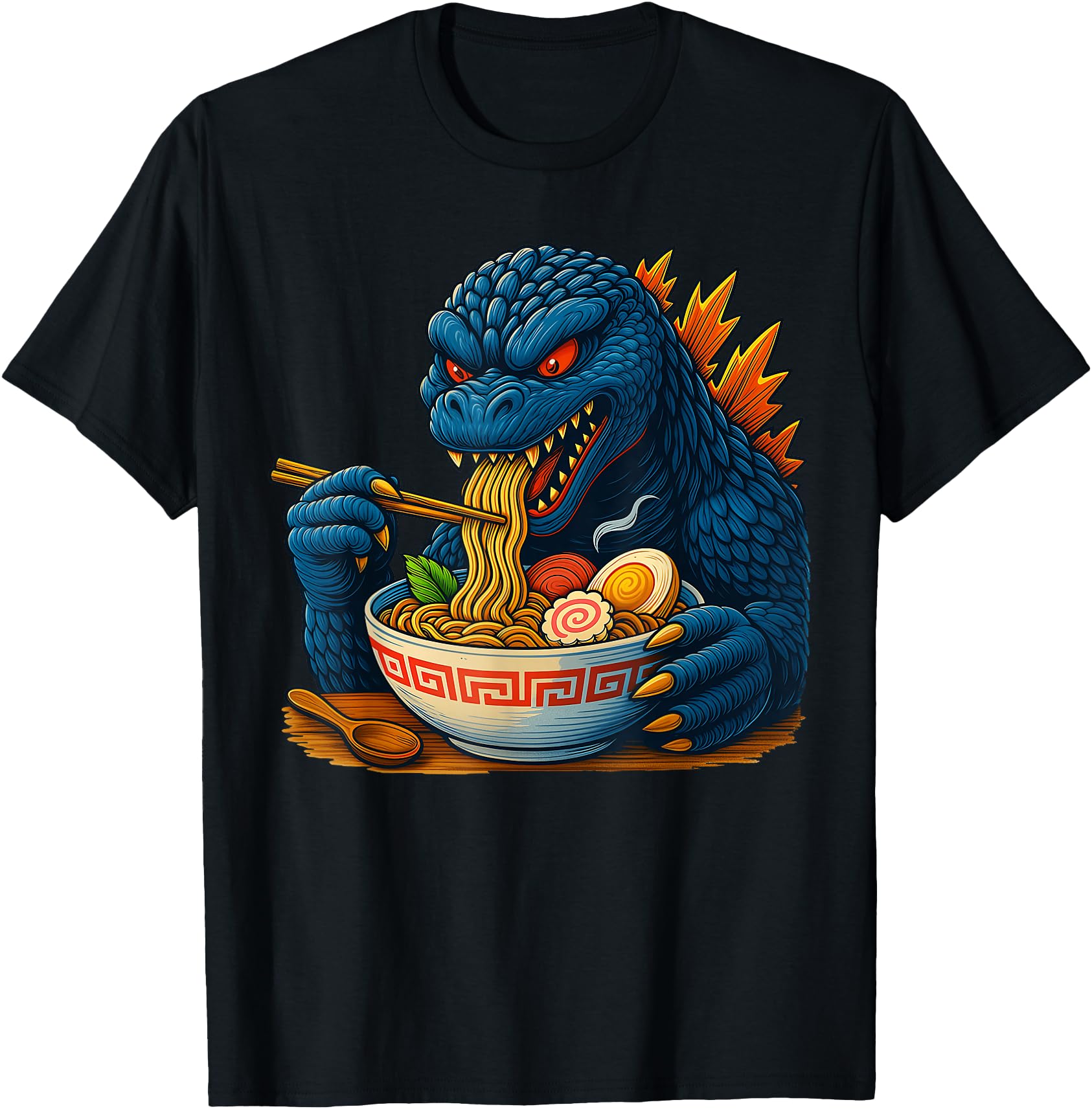 Kaiju Eating Ramen Japanese Funny Monster Eating Ramen