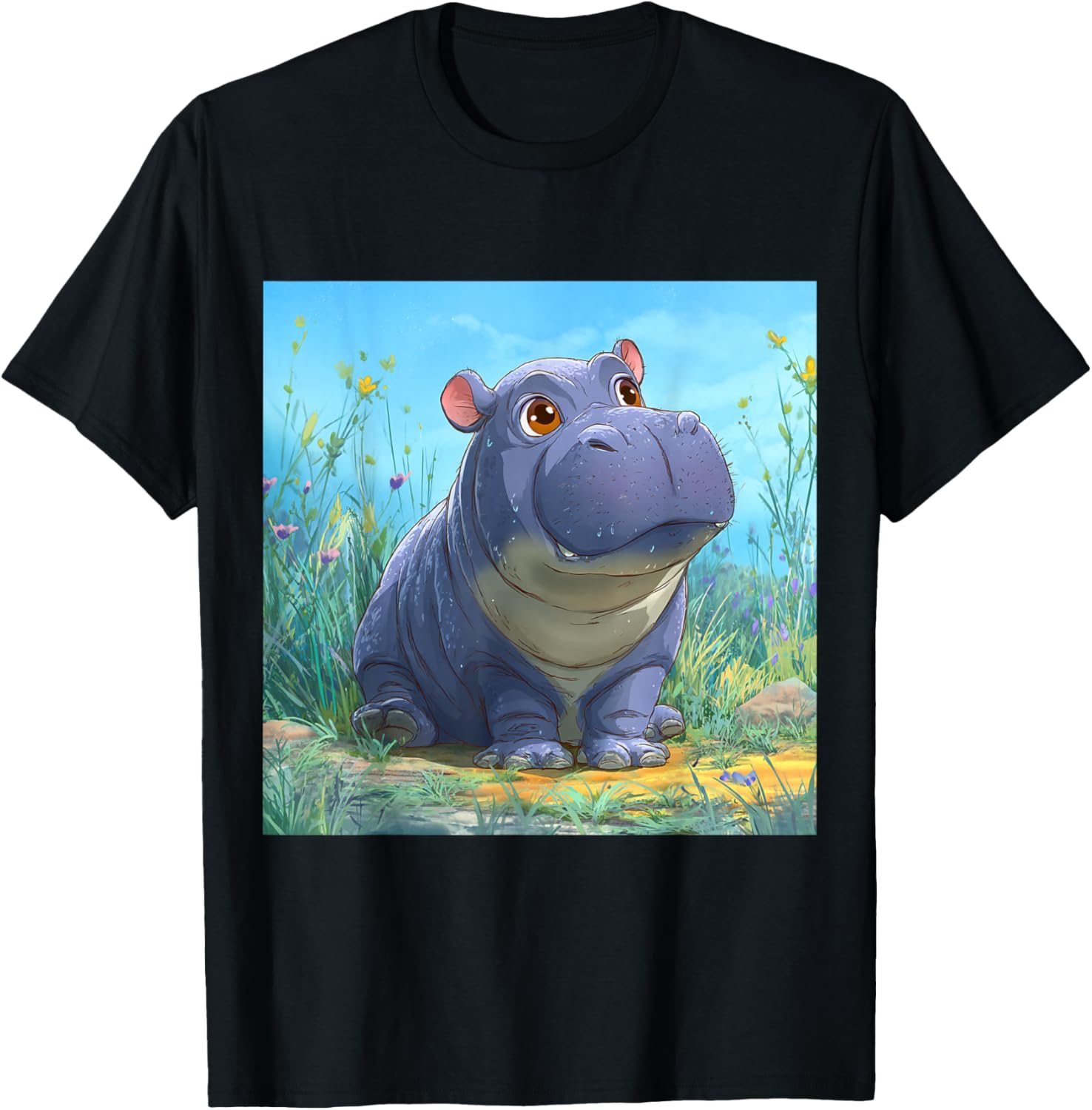 Cute Cartoon Hippo Chibi Style Cute Baby Hippo