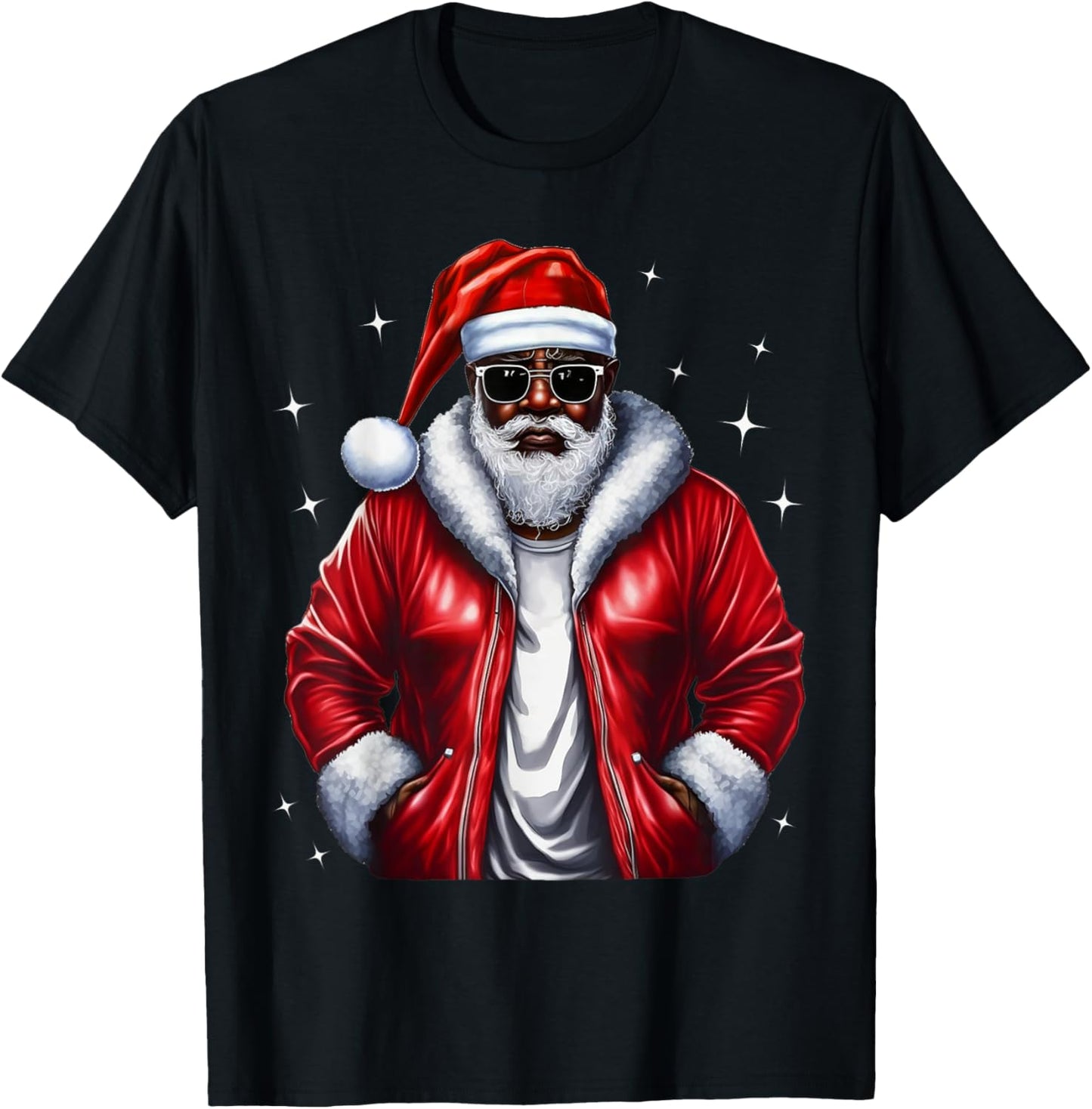 African American Santa Christmas Pajama Cool Black X-Mas T-Shirt