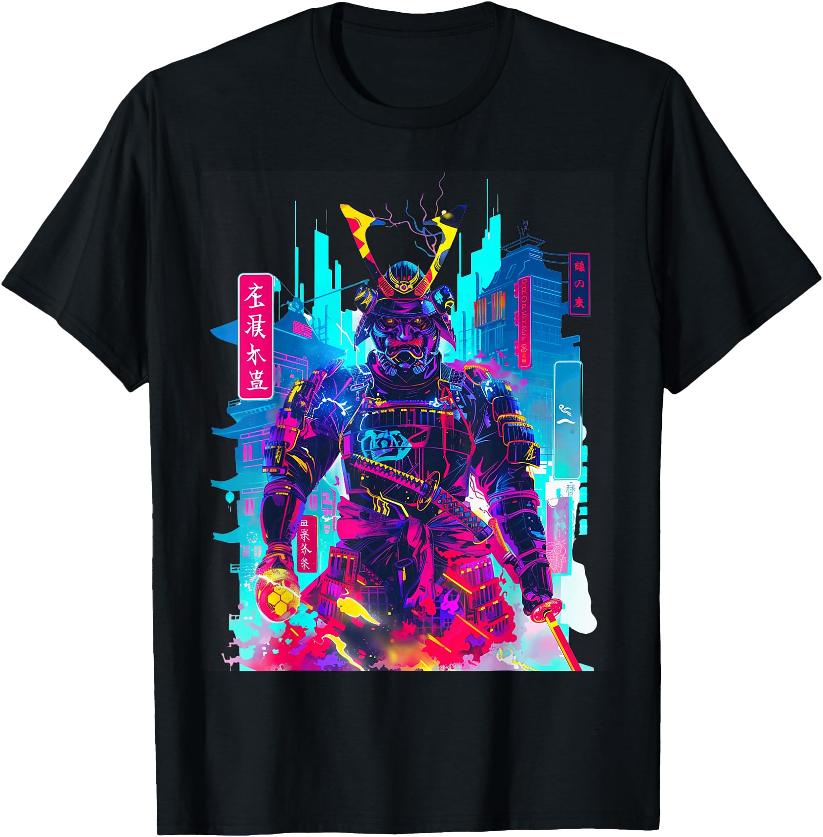 Cyberpunk Neon Samurai Japanese Art