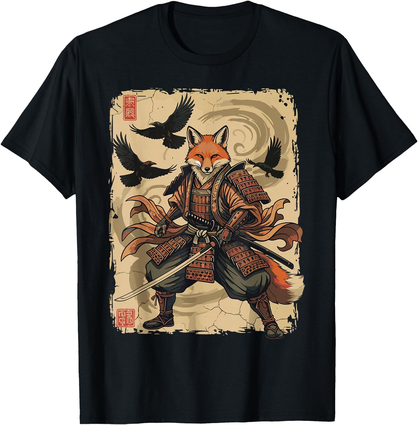 Samurai Fox Shirt Warrior Vintage Graphic Japanese Men Women
