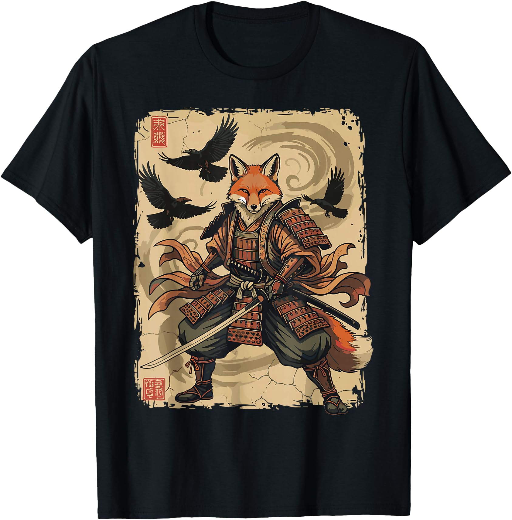 Samurai Fox Shirt Warrior Vintage Graphic Japanese Men Women