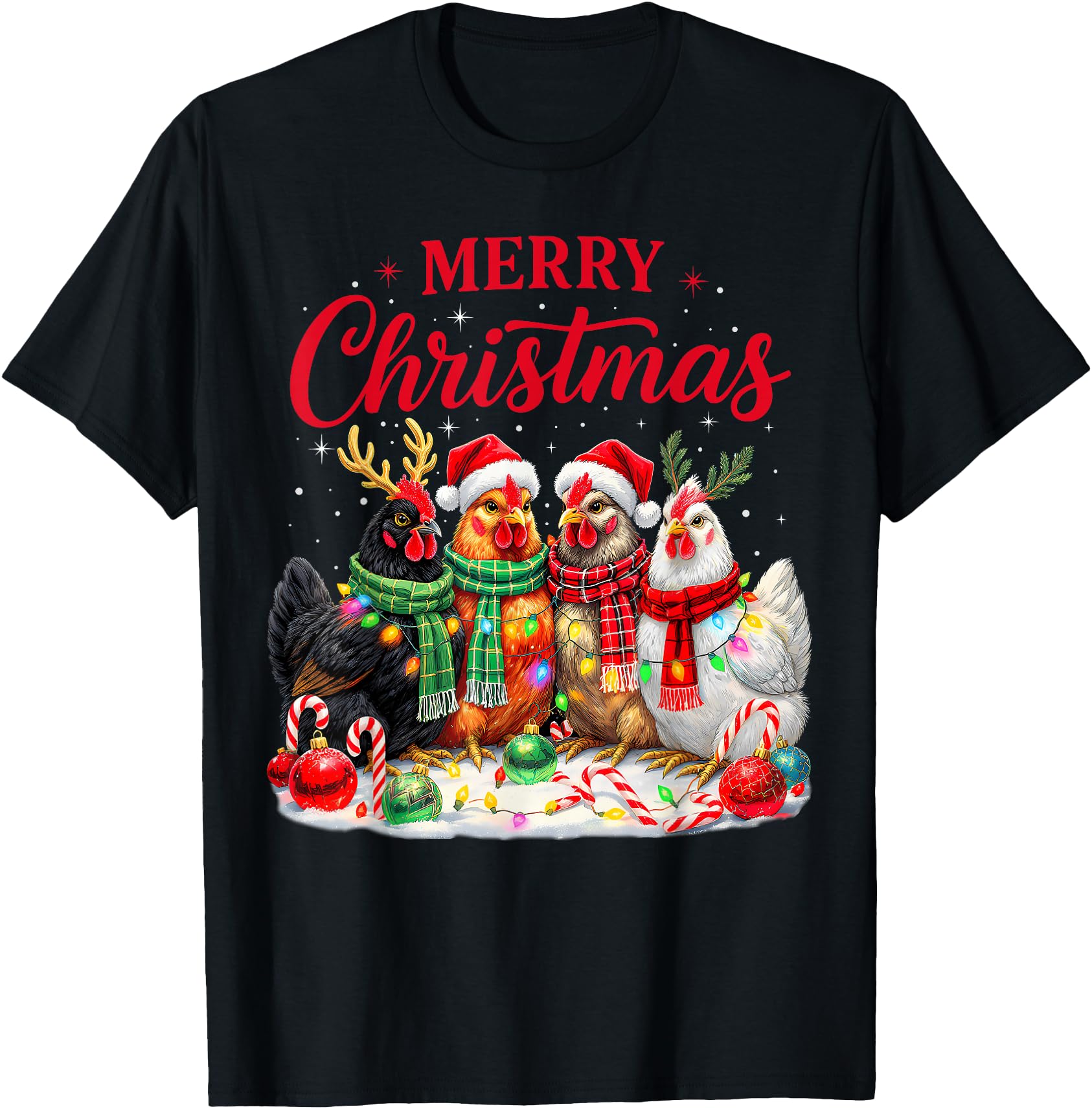 Christmas Chicken Lights Santa Xmas Farm Animal Holiday