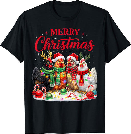 Christmas Chicken Lights Santa Xmas Farm Animal Holiday