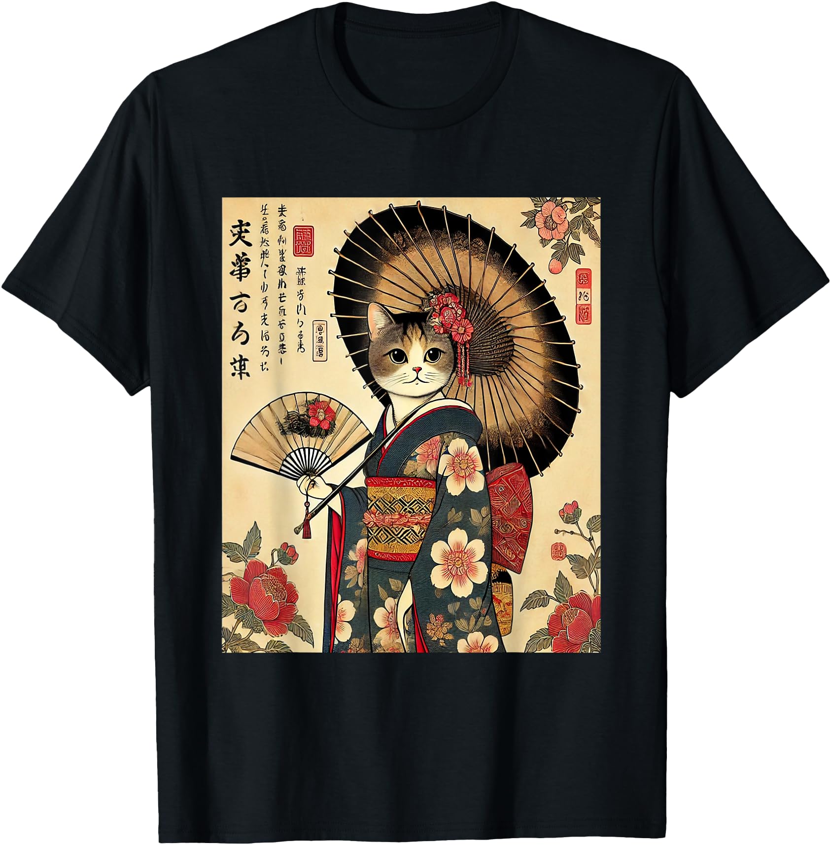 Funny Cat Geisha Japanese Anime Cute Cat Art Men Women