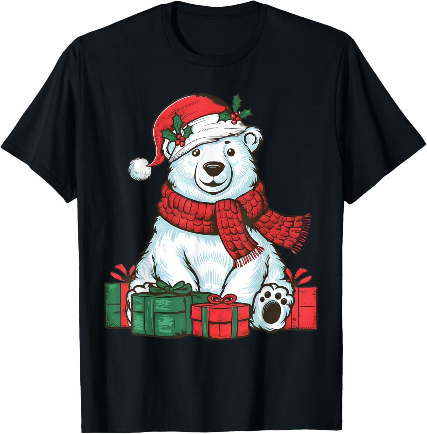 Xmas Holiday Santa Hat Polar Bear Christmas