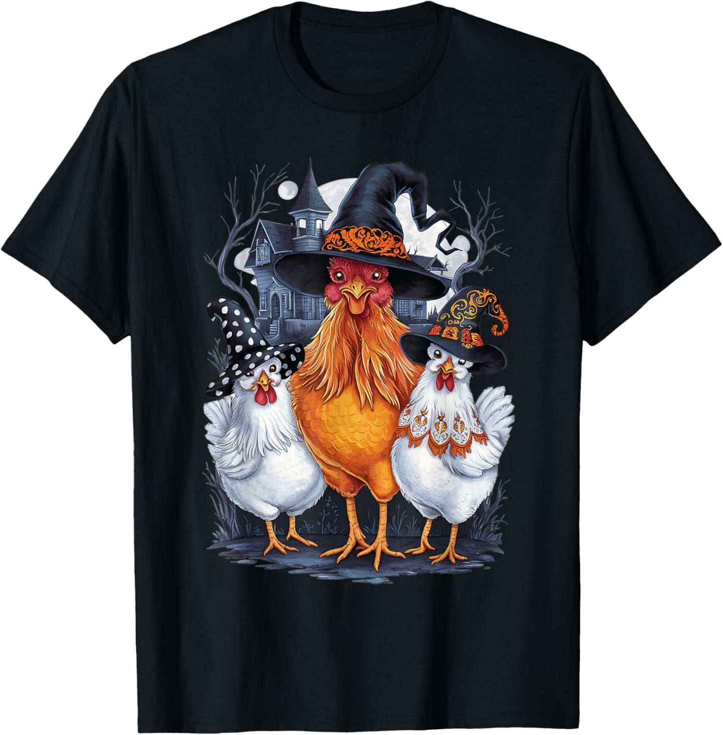 Chicken Halloween Costume Women Men Chicken Witch Halloween T-Shirt