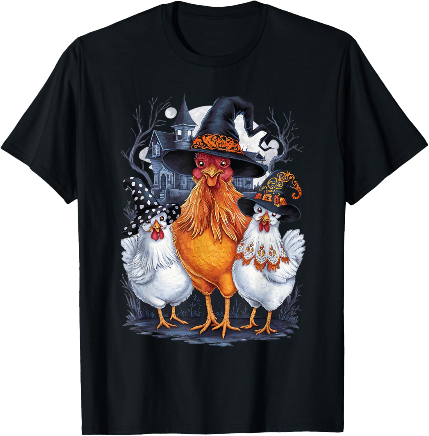 Chicken Halloween Costume Women Men Chicken Witch Halloween T-Shirt