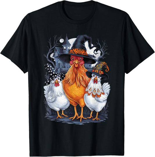 Chicken Halloween Costume Women Men Chicken Witch Halloween T-Shirt