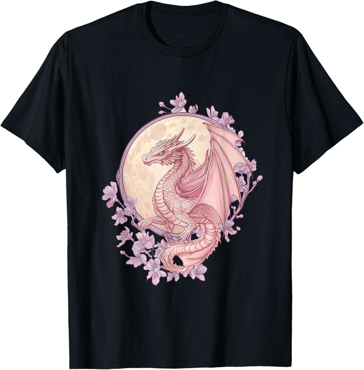 Art Nouveau Pink Dragon in Cherry Blossom Realm