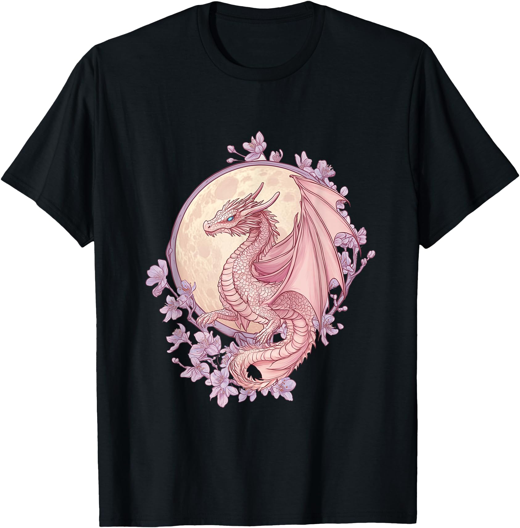 Art Nouveau Pink Dragon in Cherry Blossom Realm