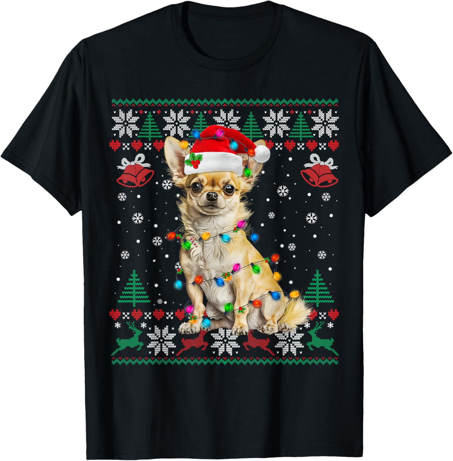 Chihuahua Christmas Santa Ugly Sweater Dog Lover Xmas T-Shirt for Men Women Kids