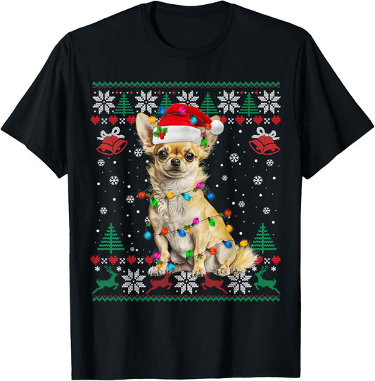 Chihuahua Christmas Santa Ugly Sweater Dog Lover Xmas T-Shirt for Men Women Kids