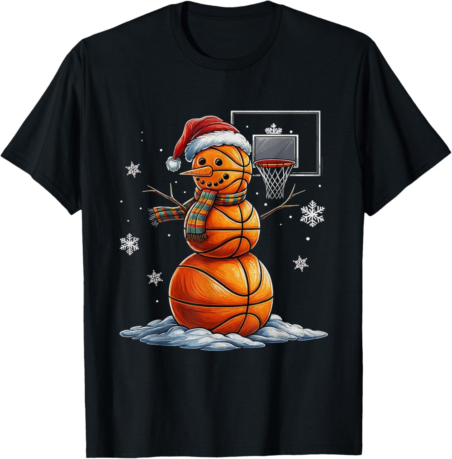 Basketball Snowman Christmas Santa Hat Funny Xmas Basketball