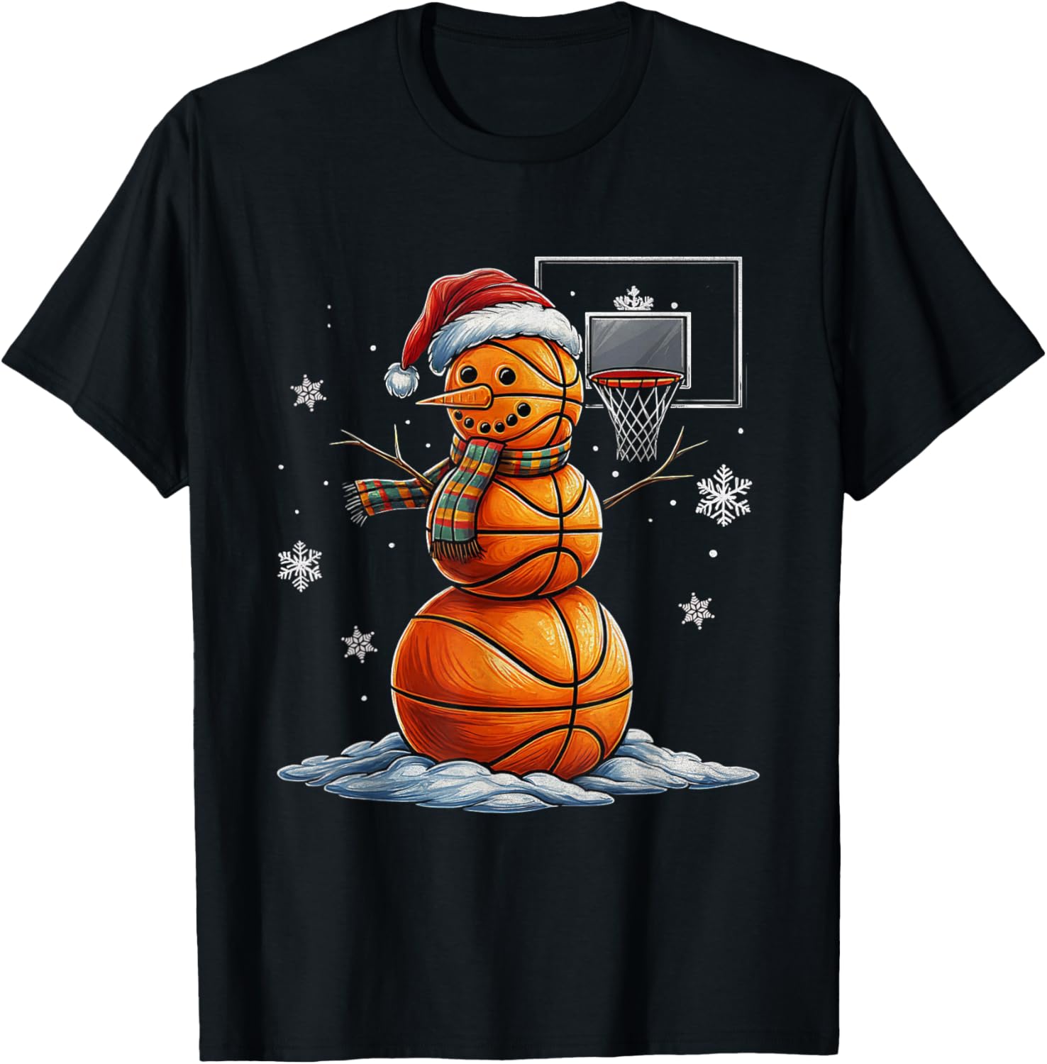 Basketball Snowman Christmas Santa Hat Funny Xmas Basketball