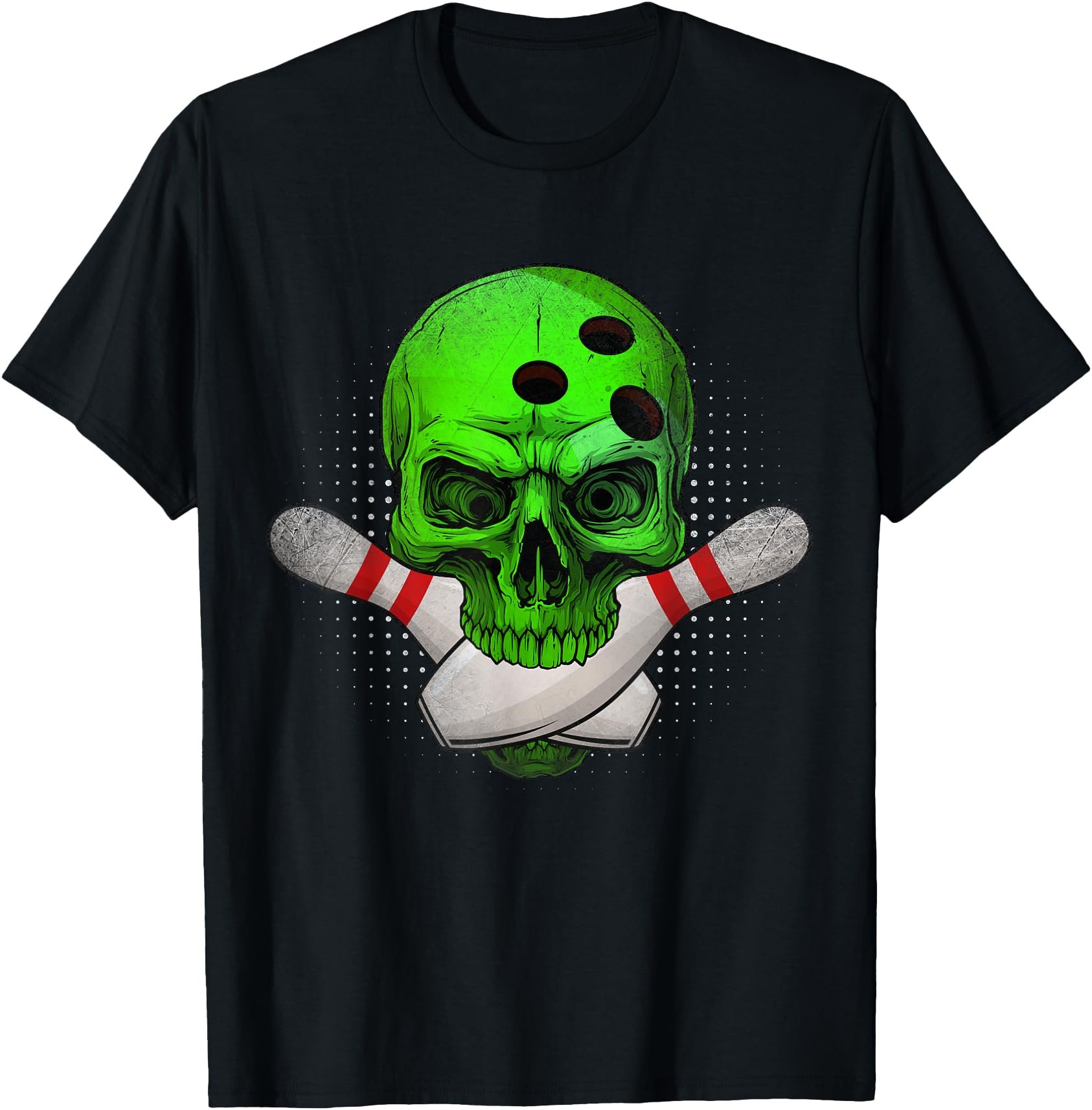 Skeleton Head Skull Bowling Ball & Pins Happy Halloween Day