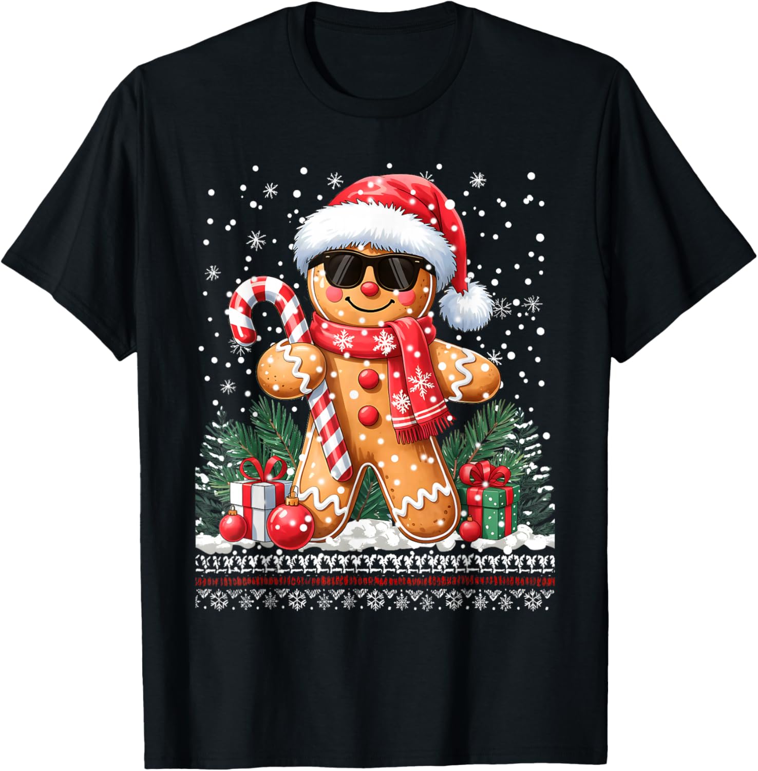 Cool Gingerbread Ugly Sweater Santa Hat Christmas Xmas Boy