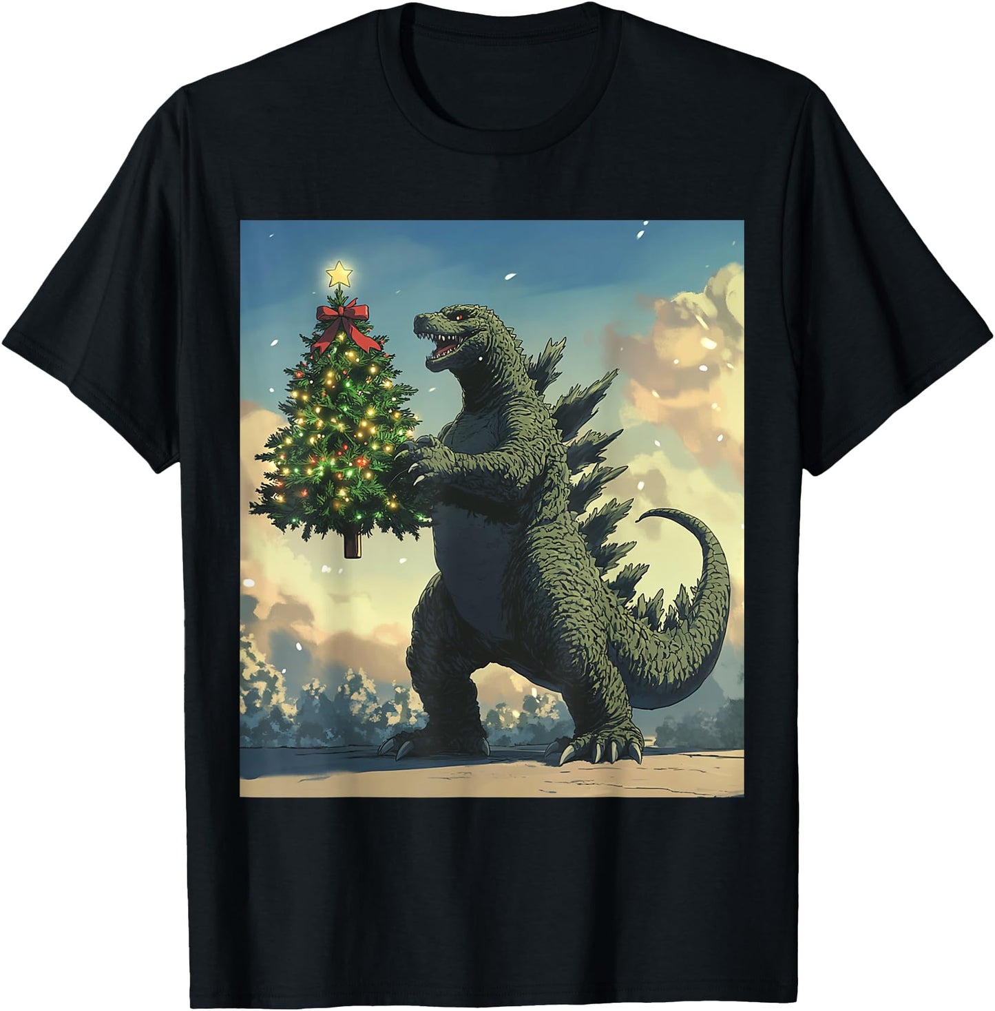 Japanese Monster Kaiju Carrying Christmas Tree T-Shirt